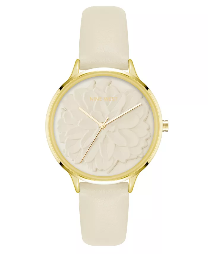 

Женские часы Quartz Cream с ремешком из искусственной кожи, 34.5 мм Nine West