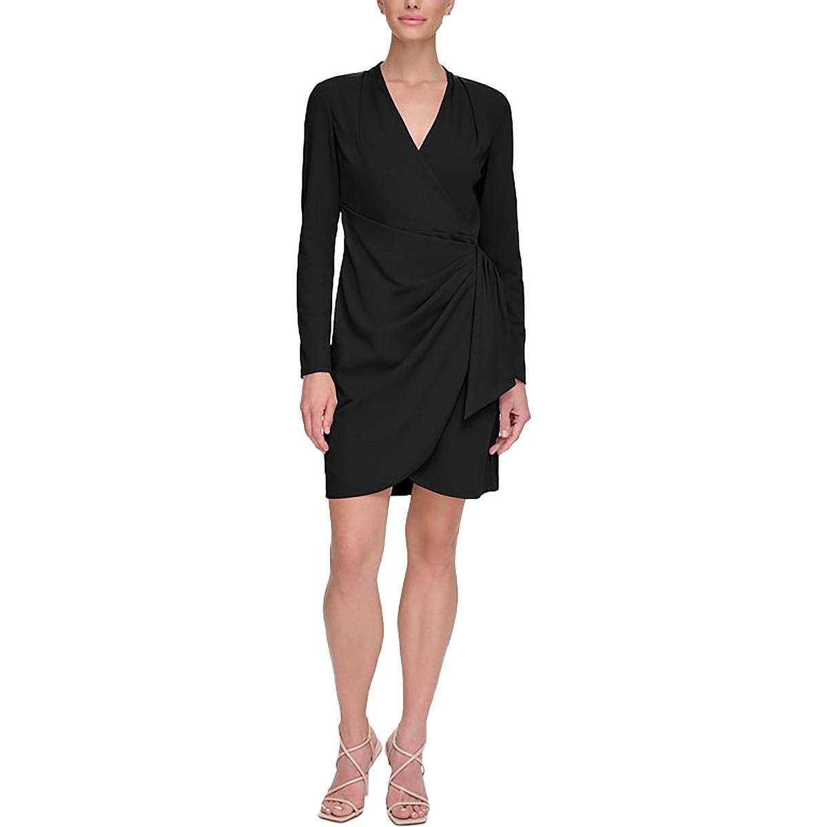 

Женское трикотажное платье-футляр с драпировкой DKNY, черный