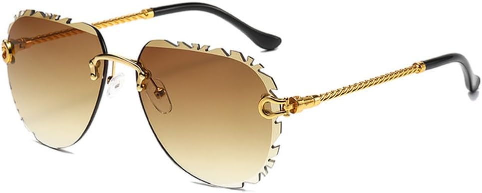 

Солнцезащитные очки без оправы с круглым узором и скошенными краями, модные и популярные женские солнцезащитные очки для путешествий и фотосъемки, SUN3141 Generic, Brown