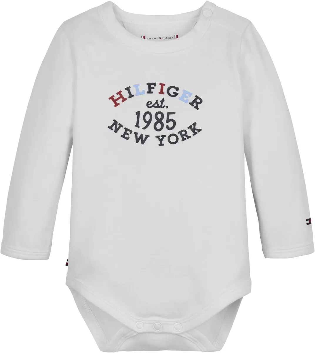 

Боди с длинными рукавами Tommy Hilfiger "MONOTYPE OVAL BODY LS", малыш до 2 лет, принтер на горловине + в промежности, принт с логотипом, белый