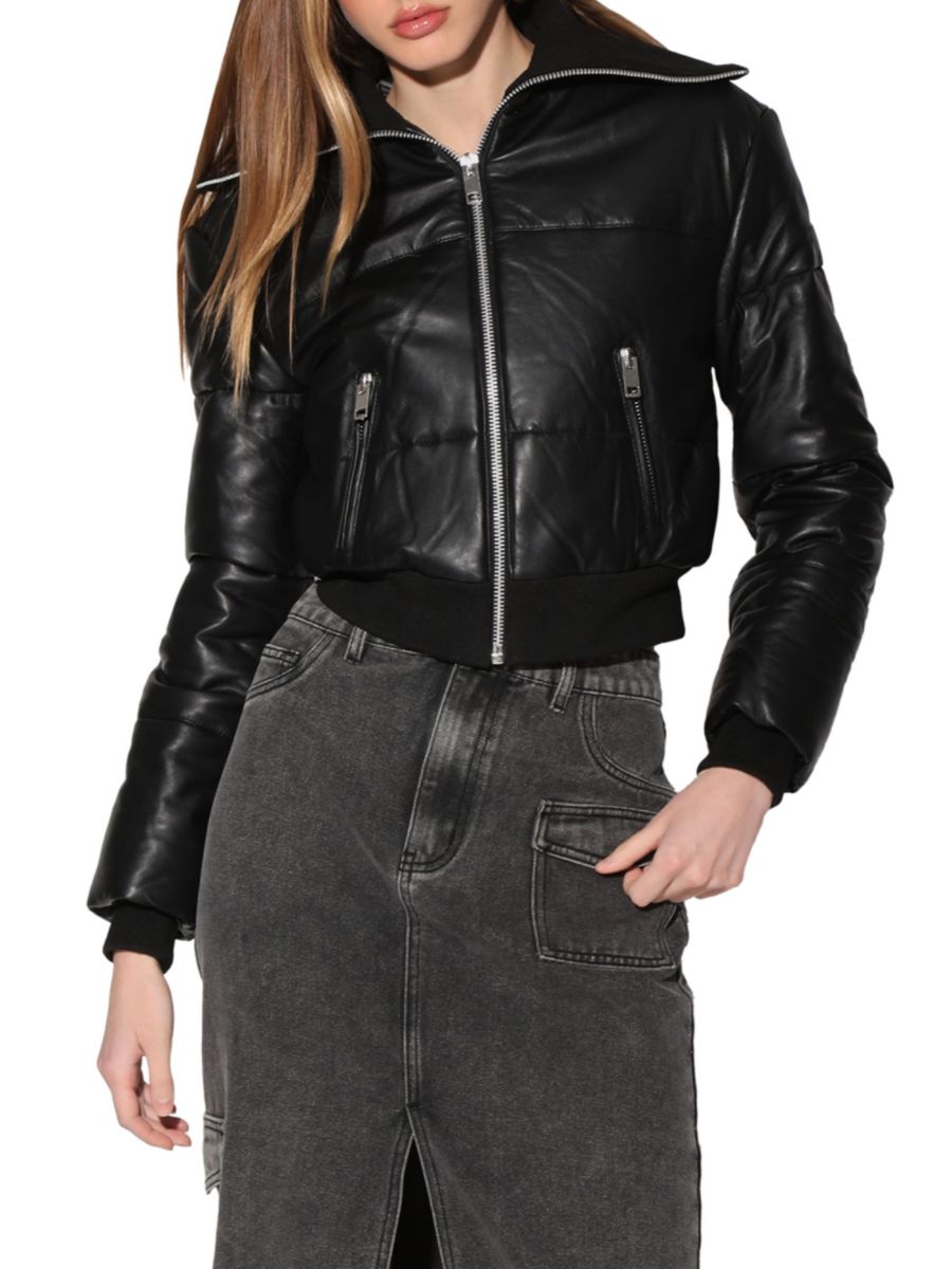 

Укороченная кожаная куртка-бомбер Bluejay Laylah Walter Baker, черный