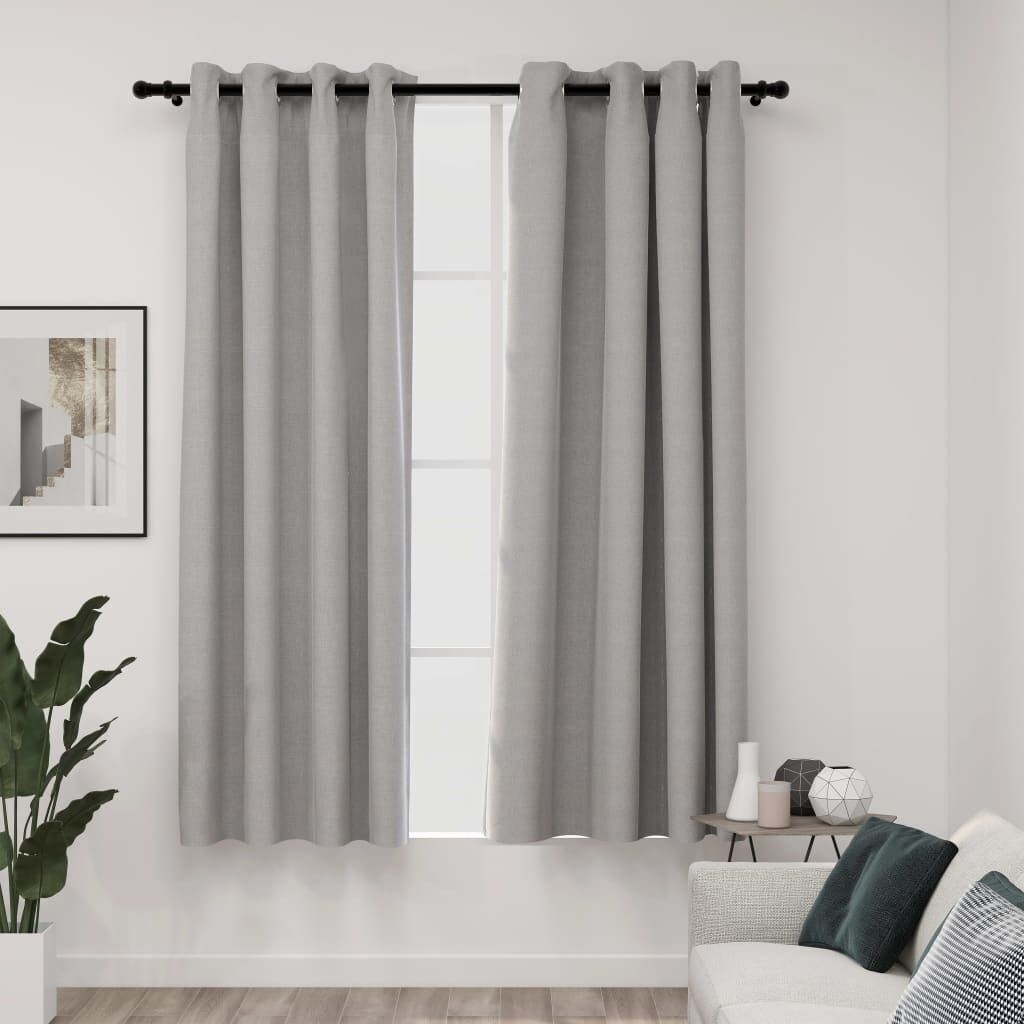 

Шторы блэкаут на люверсах под лен 2 шт. серые 140х225 см DKD HOME DECOR, серый