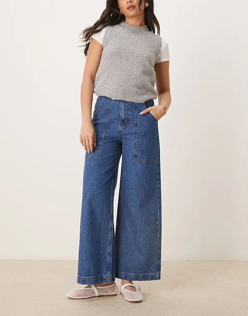

Укороченные джинсы 70-х годов в средне-синем цвете ASOS DESIGN