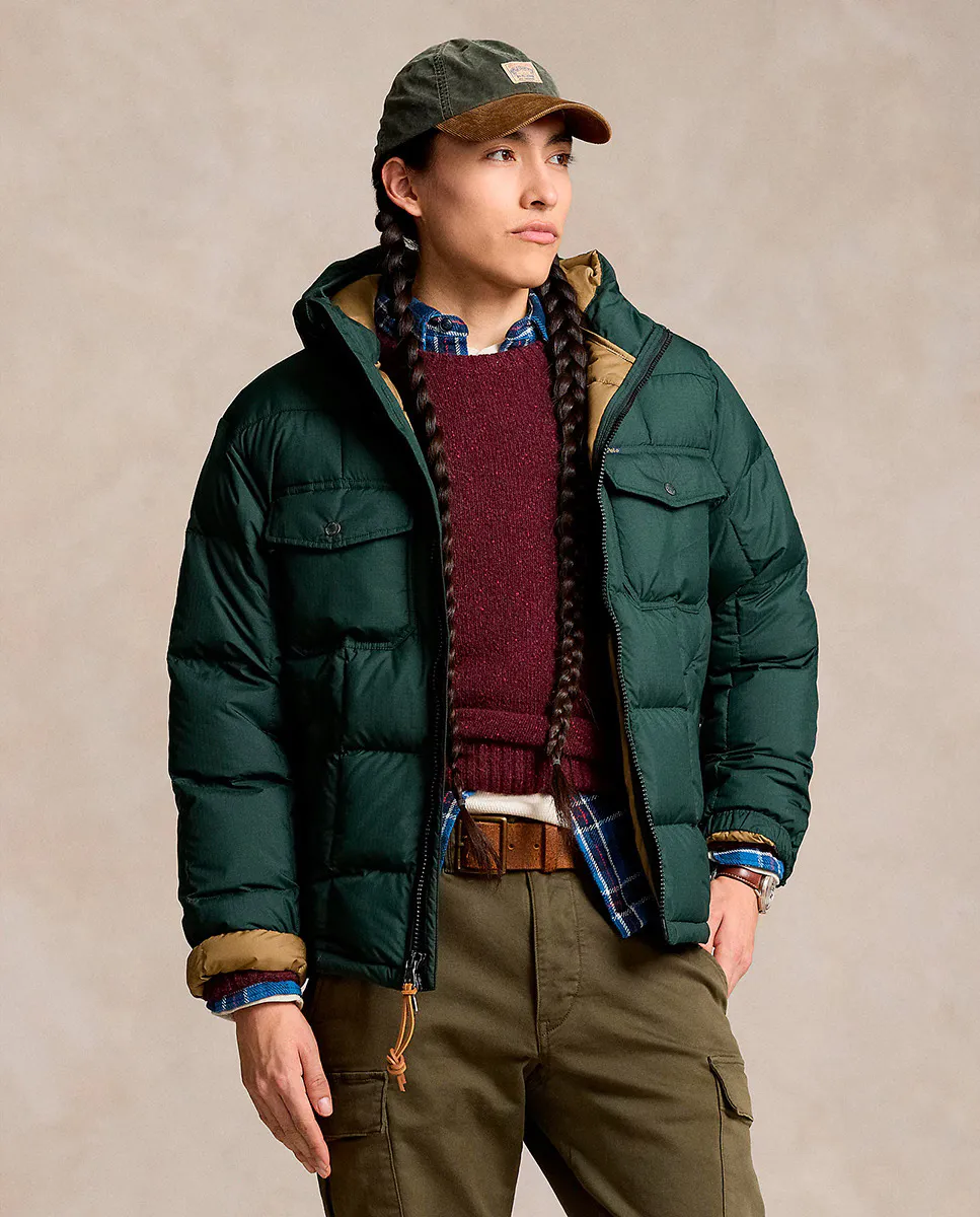 

Мужской пуховик с капюшоном Polo Ralph Lauren, темно-зеленый