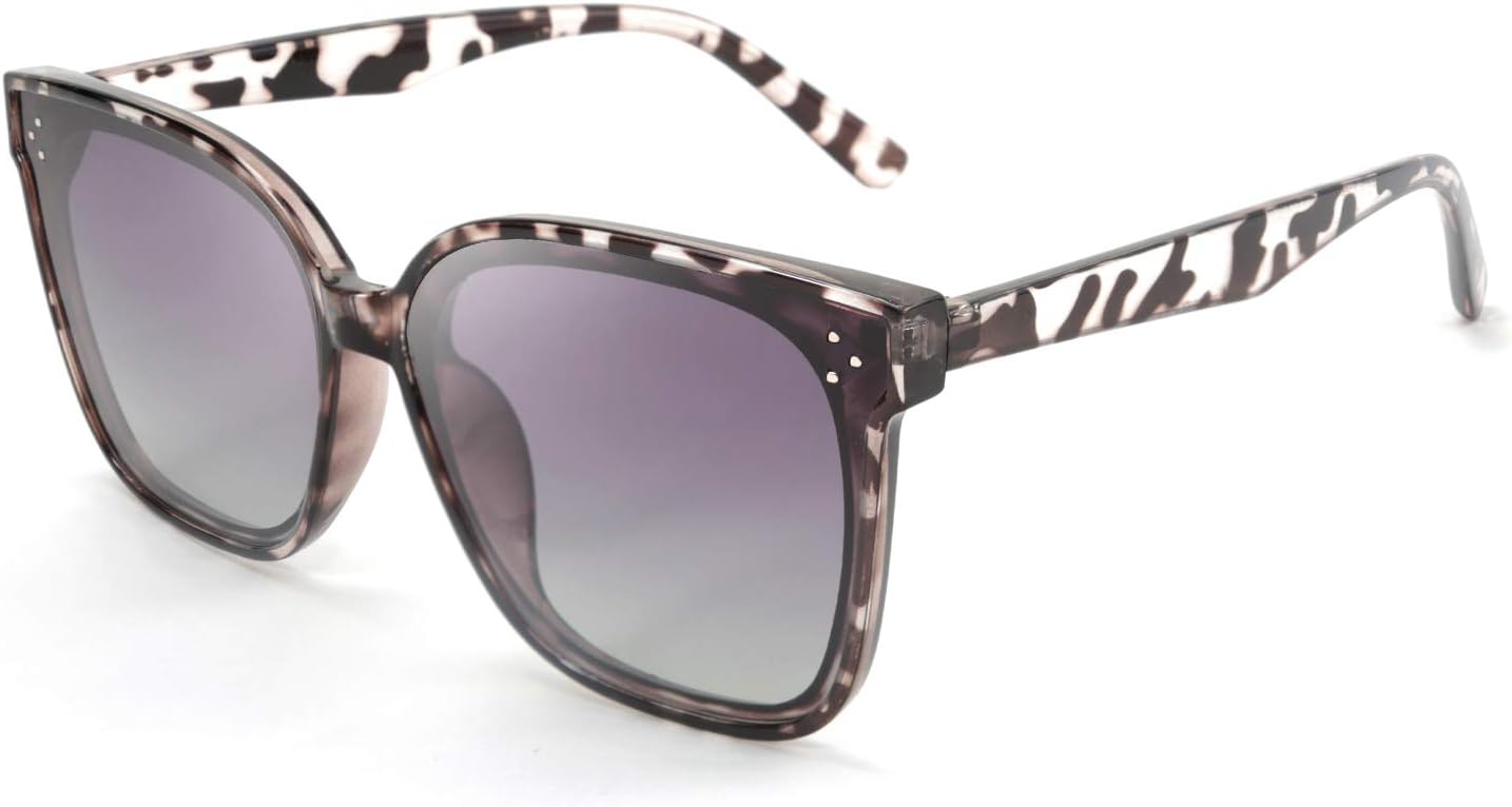 

Солнцезащитные очки FEISEDY увеличенного размера с поляризацией - защита UV400, квадратная форма, стильные солнцезащитные очки для активного отдыха и повседневной носки B2600, Clear Grey Leopard