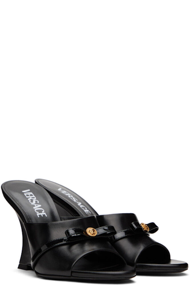 Черные мюли Gianni Ribbon Wedge Versace — фото 4