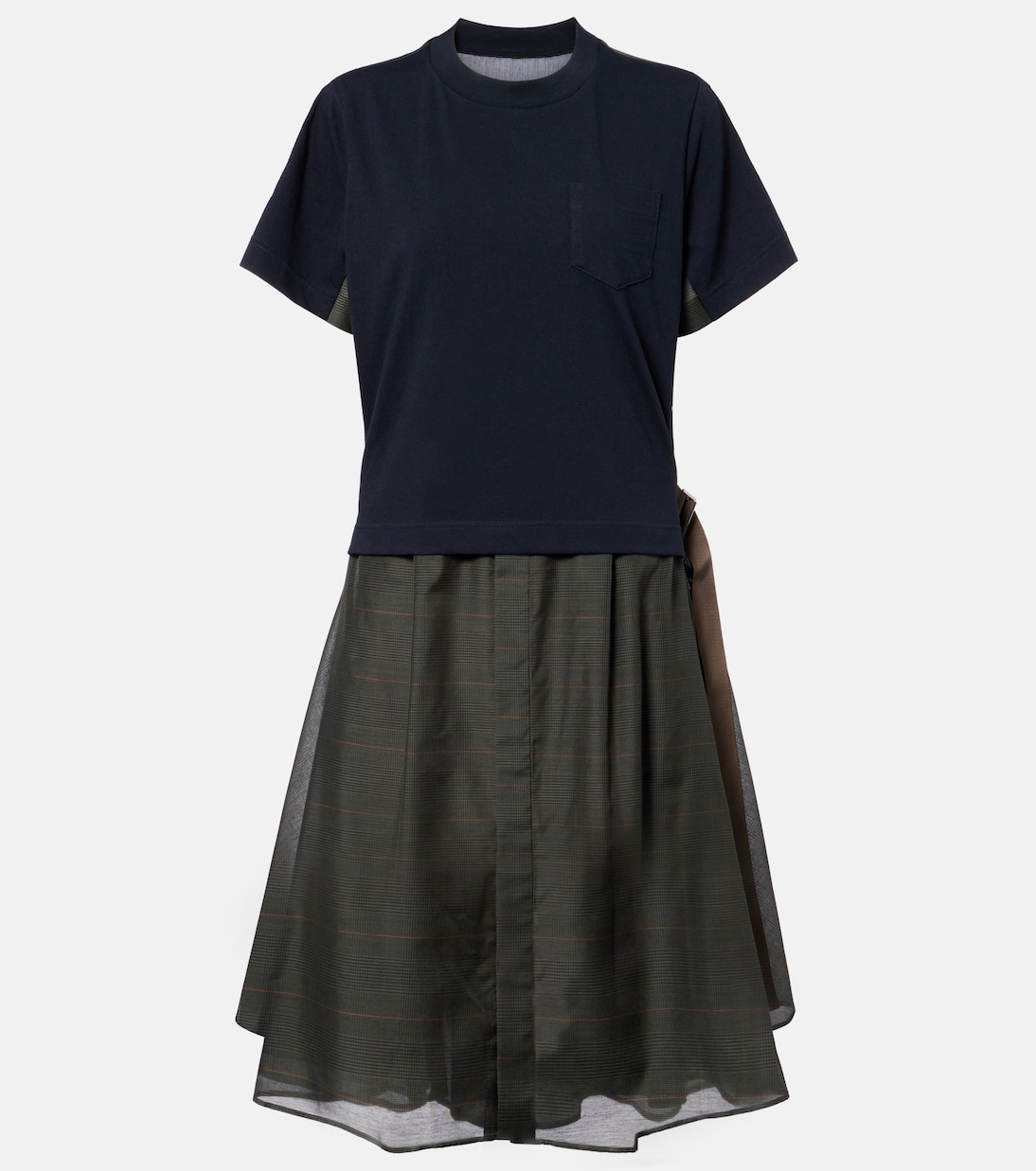 

Миди-платье с вставками из джерси Sacai, Navy X Khaki