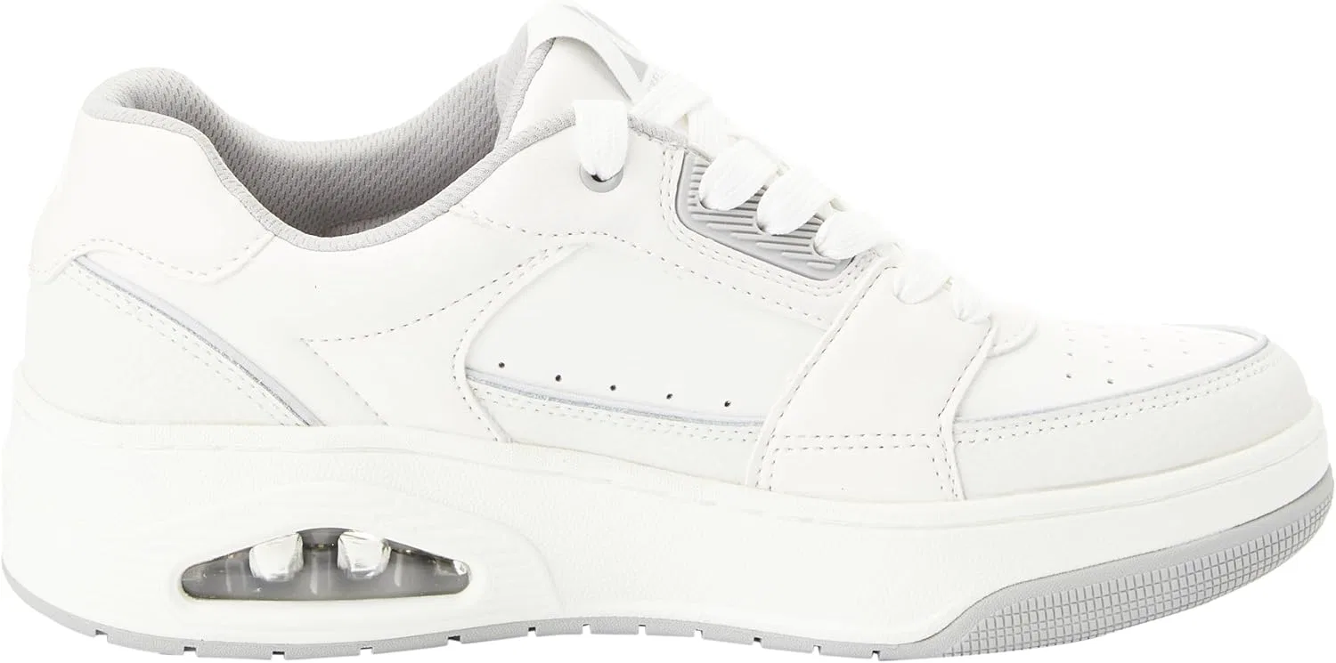 Мужские кроссовки Skechers UNO Court Trainers, White Leather With Grey Trim By Duraleather — фото 4
