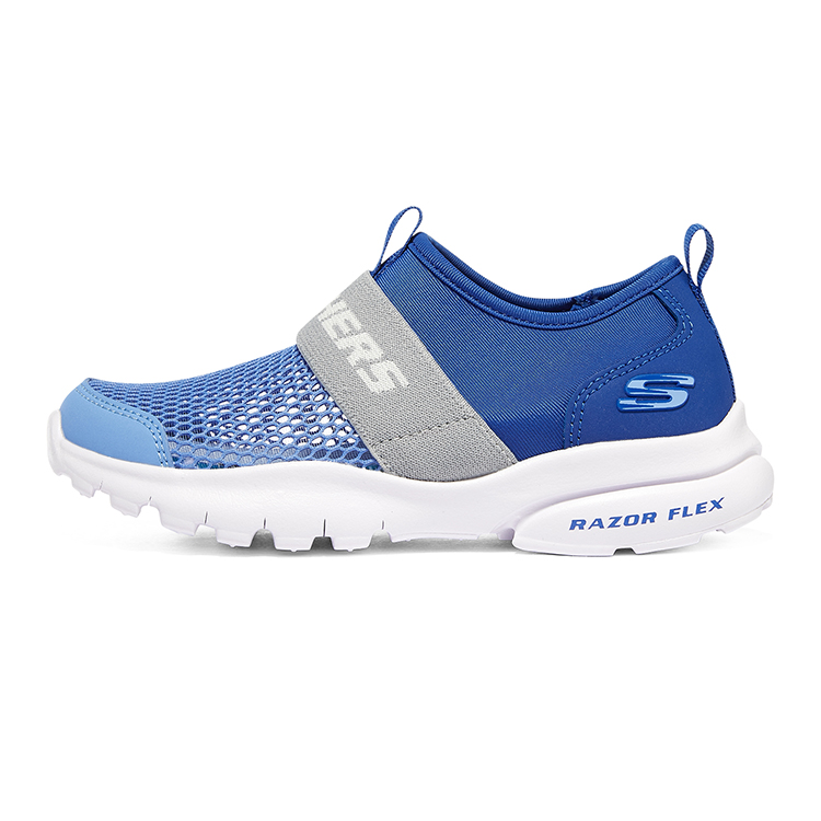 

Детская обувь Razor Fle с амортизацией, износостойкая, дышащая, низкая Skechers, светло-голубой/мультиколор