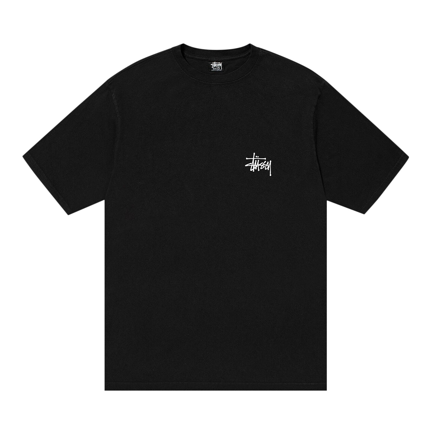 

Футболка Stussy Basic, окрашенная в пигмент, черная, Черный, Футболка Stussy Basic, окрашенная в пигмент, черная