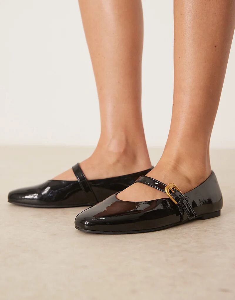 Балетки Leah Mary Jane Wide Fit ASOS DESIGN из черного лака