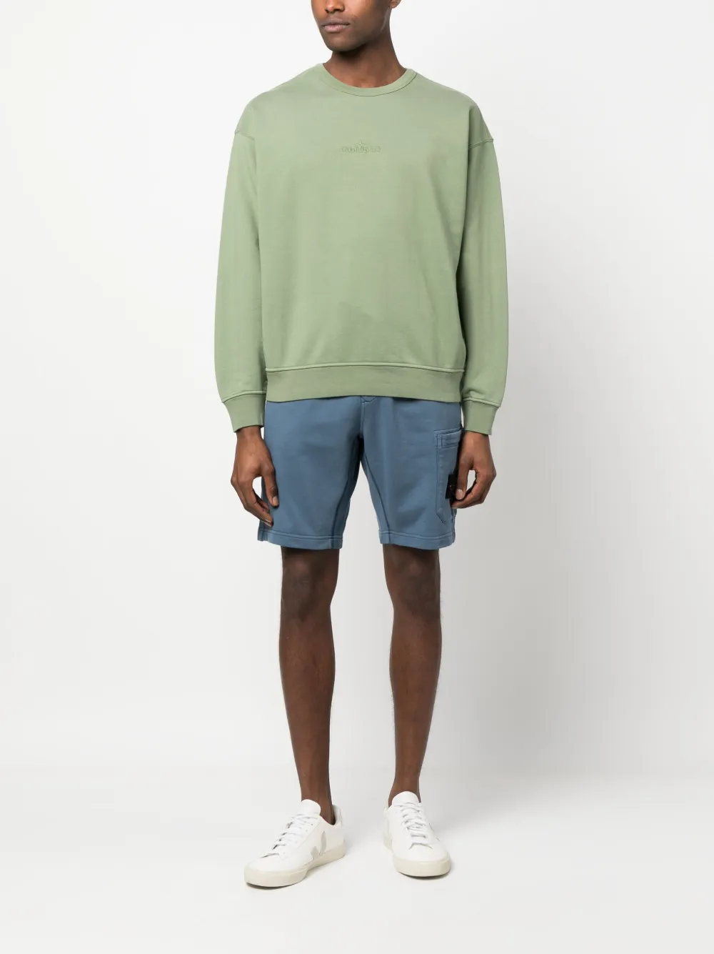 Толстовка с вышитым логотипом Stone Island, зеленый — фото 2