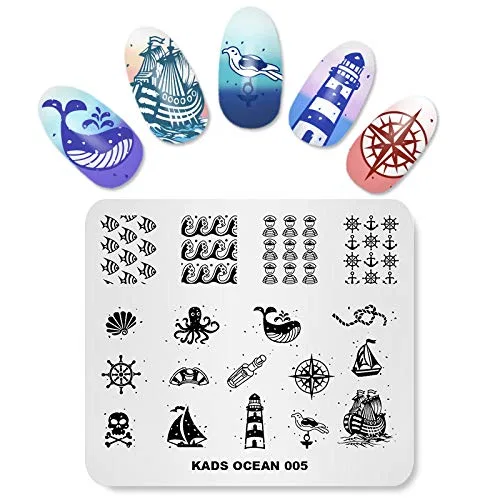 Пластины для стемпинга с морским дизайном Alexnailart