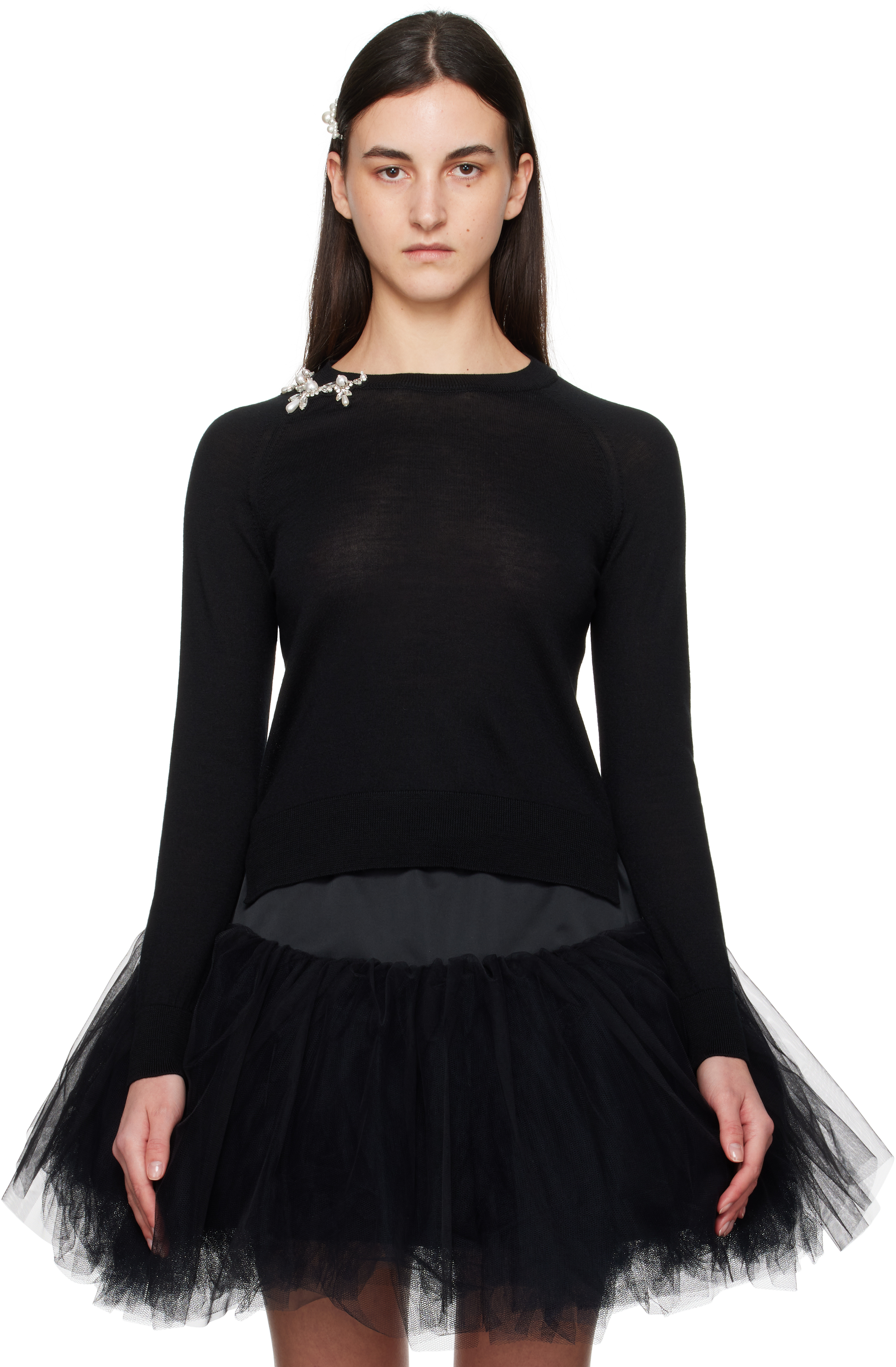 

Черный классический свитер с длинным рукавом Simone Rocha