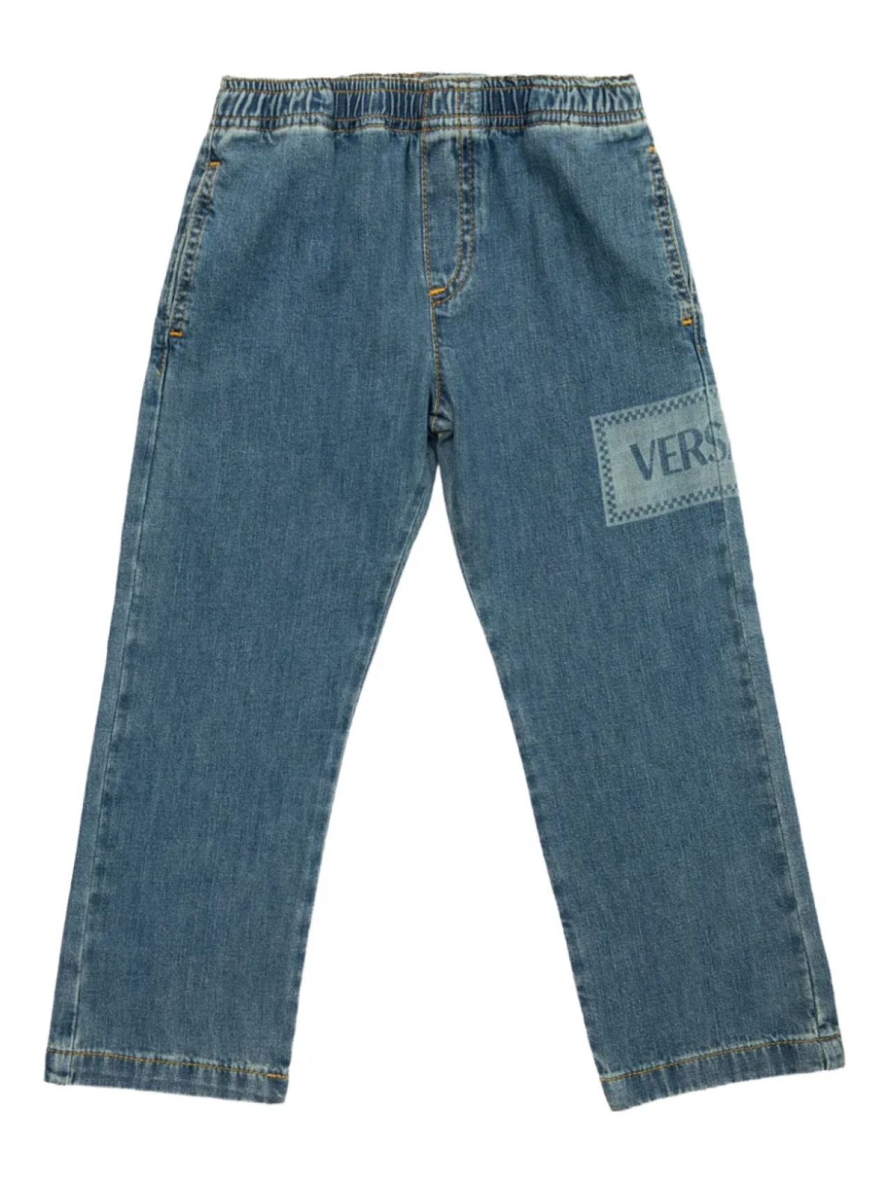 

Джинсовые брюки с логотипом Versace Kids, синий