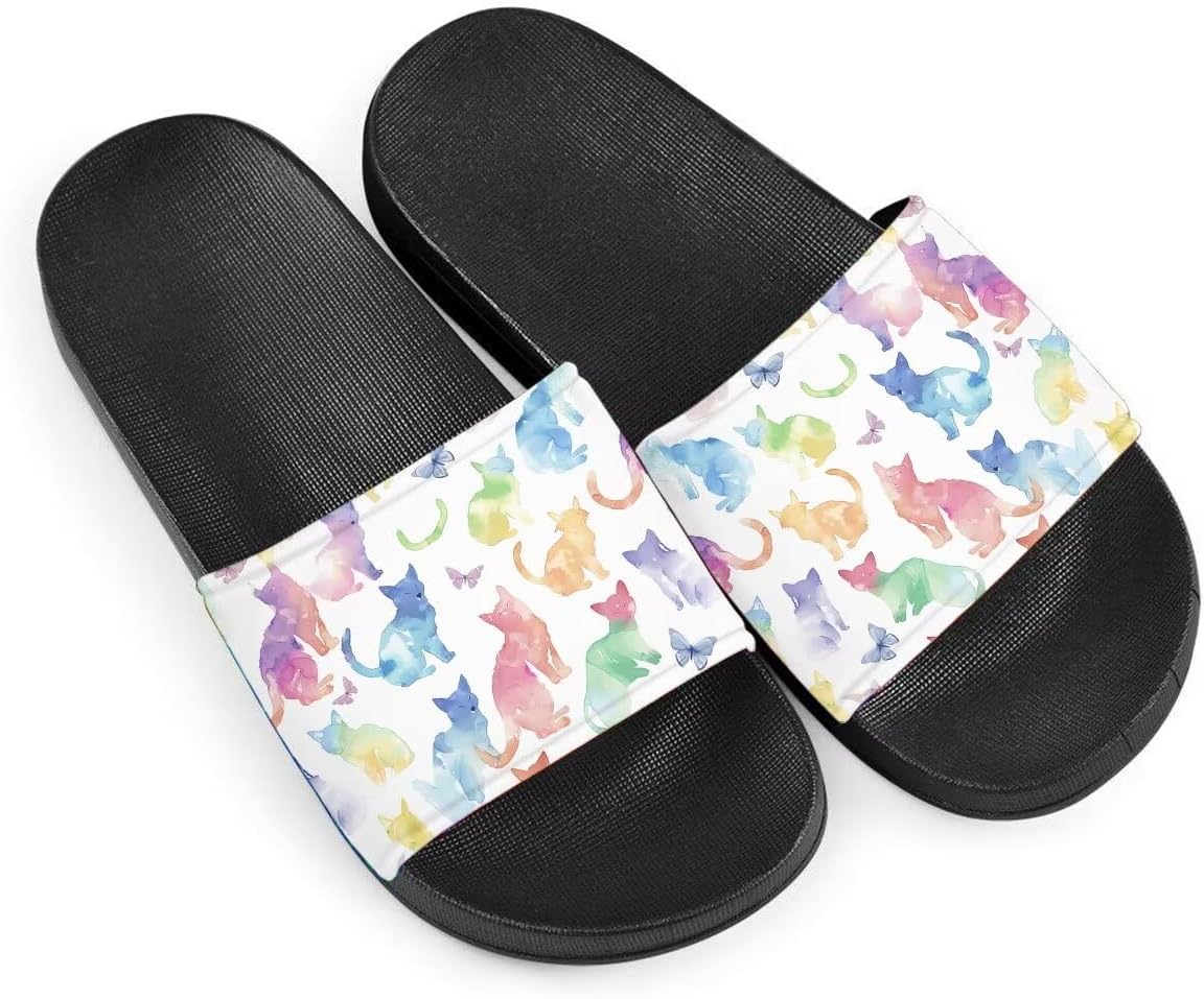 

Женские сандалии Комфортные Легкие Летние Сандалии Нескользящие Шлепанцы с Акварельным Рисунком Кошки Для Пляжа, Отеля, Для Дома и На Улице Getelinseng, Colorful Watercolor Cat