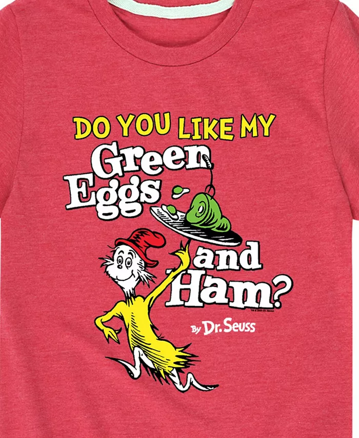 Футболка для мальчиков Toddler с принтом Green Eggs Ham Dr. Seuss, красный — фото 3