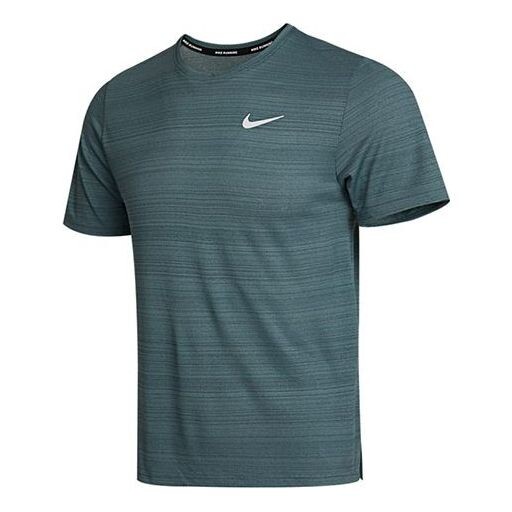 

Футболка m nk df miler top ss running training sports short sleeve grey green graygreen Nike, серый