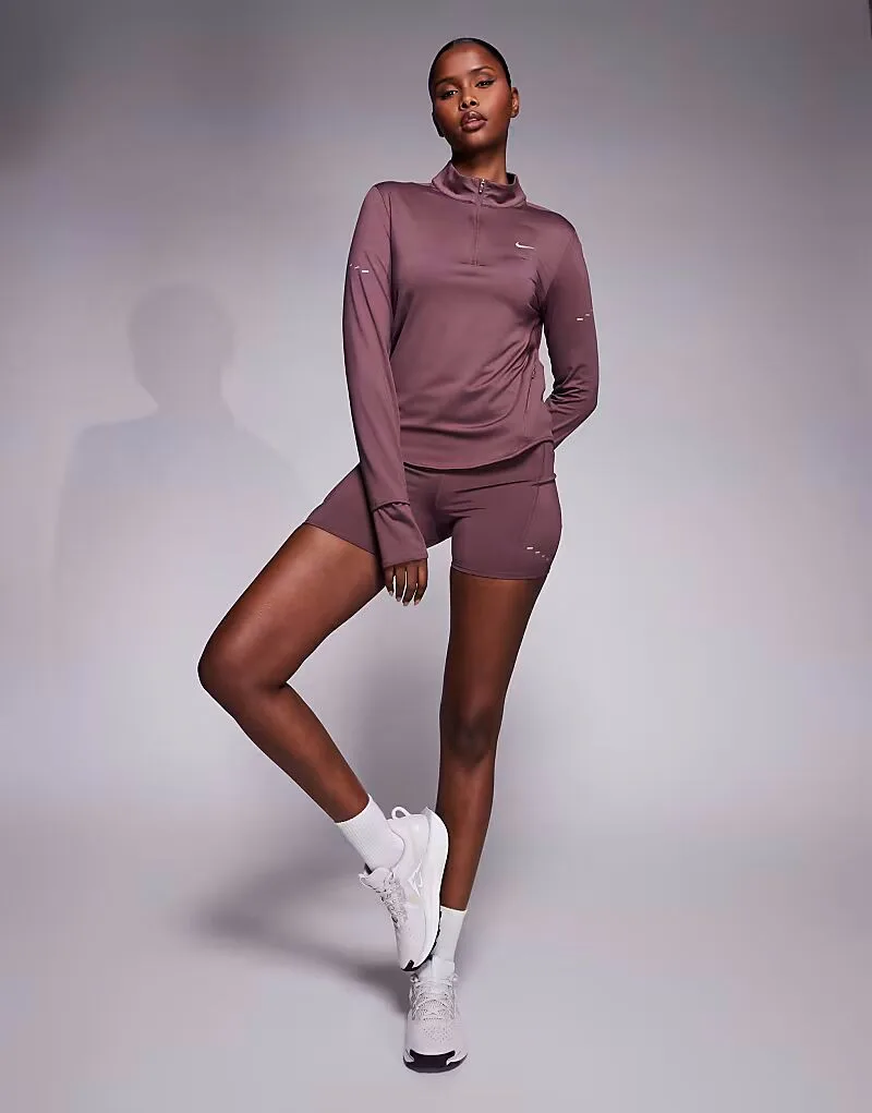 Футболка Nike Running Swift Dri-FIT с длинными рукавами и молнией до середины груди, темно-фиолетовая — фото 4