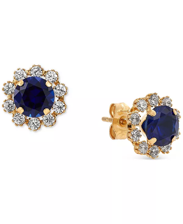 

Серьги-Гвоздики с ореолом из 14-каратного золота с выращенными в лаборатории сапфирами (1-1/5 карата) и белыми сапфирами (5/8 карата) Macy'S, sapphire