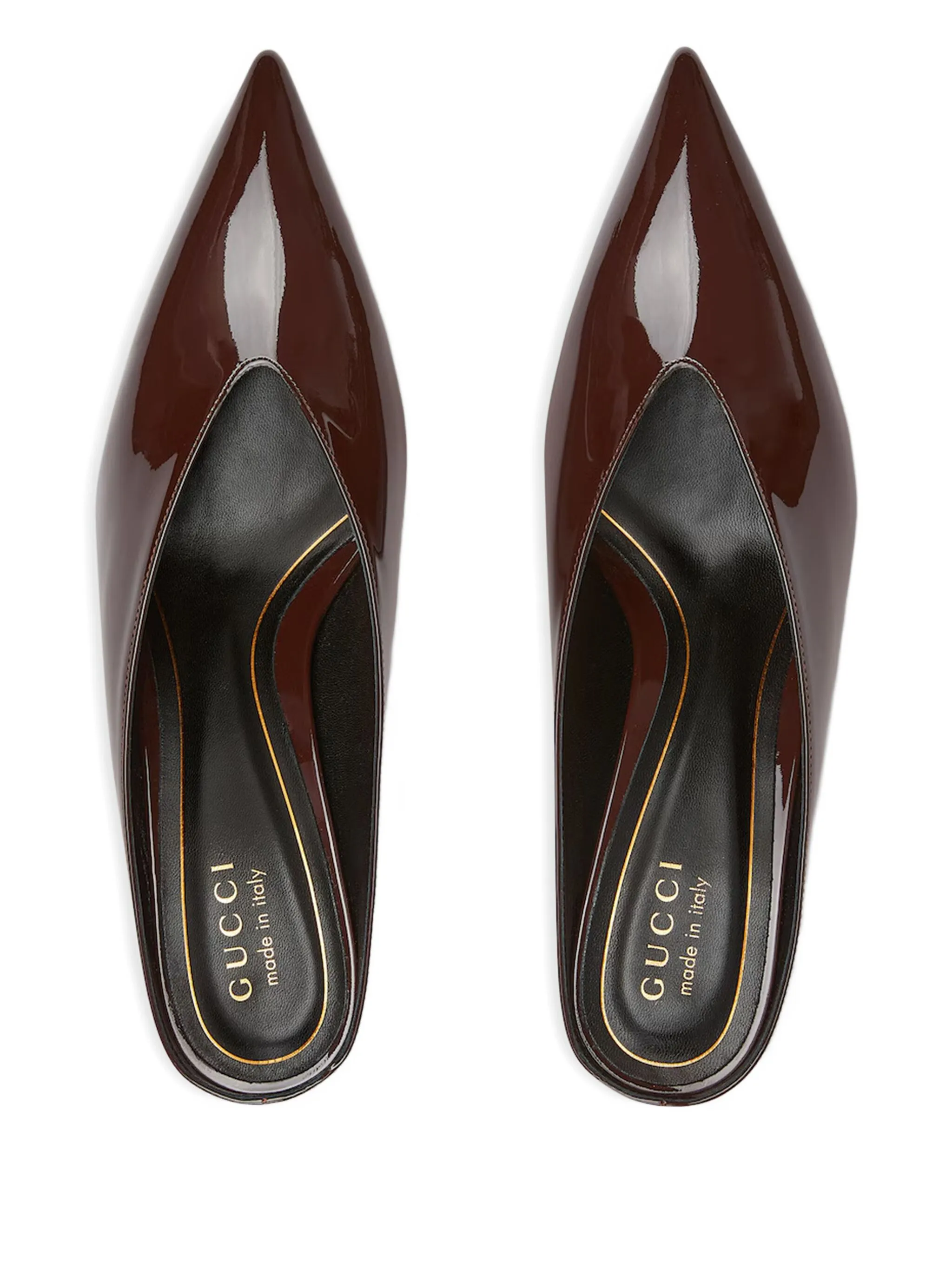 Шлепанцы из лакированной кожи на каблуке 55 мм Gucci, коричневый — фото 3