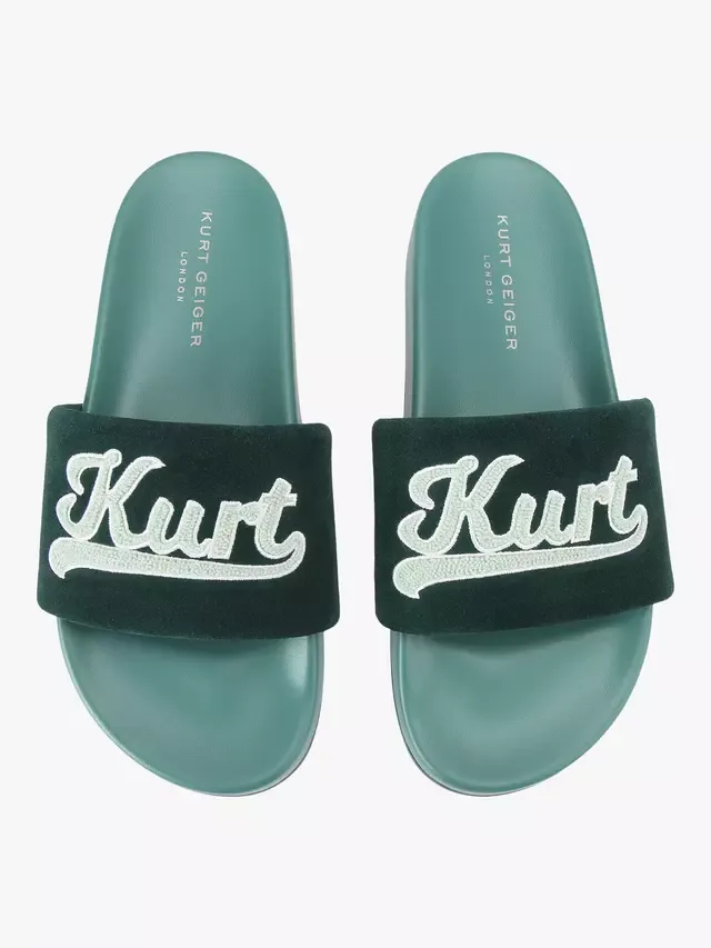 Сандалии Script Slider, зеленые Kurt Geiger London — фото 3
