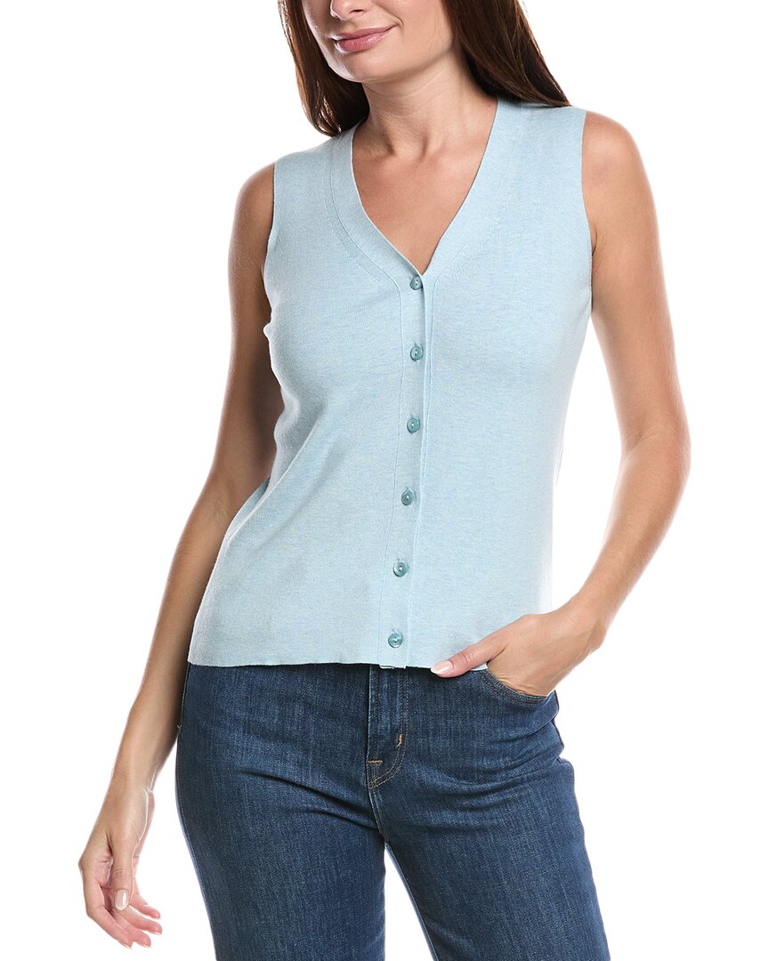 

Форте Кашемир Пуговица Шелк и кашемир Свитер Жилет Forte Cashmere, синий