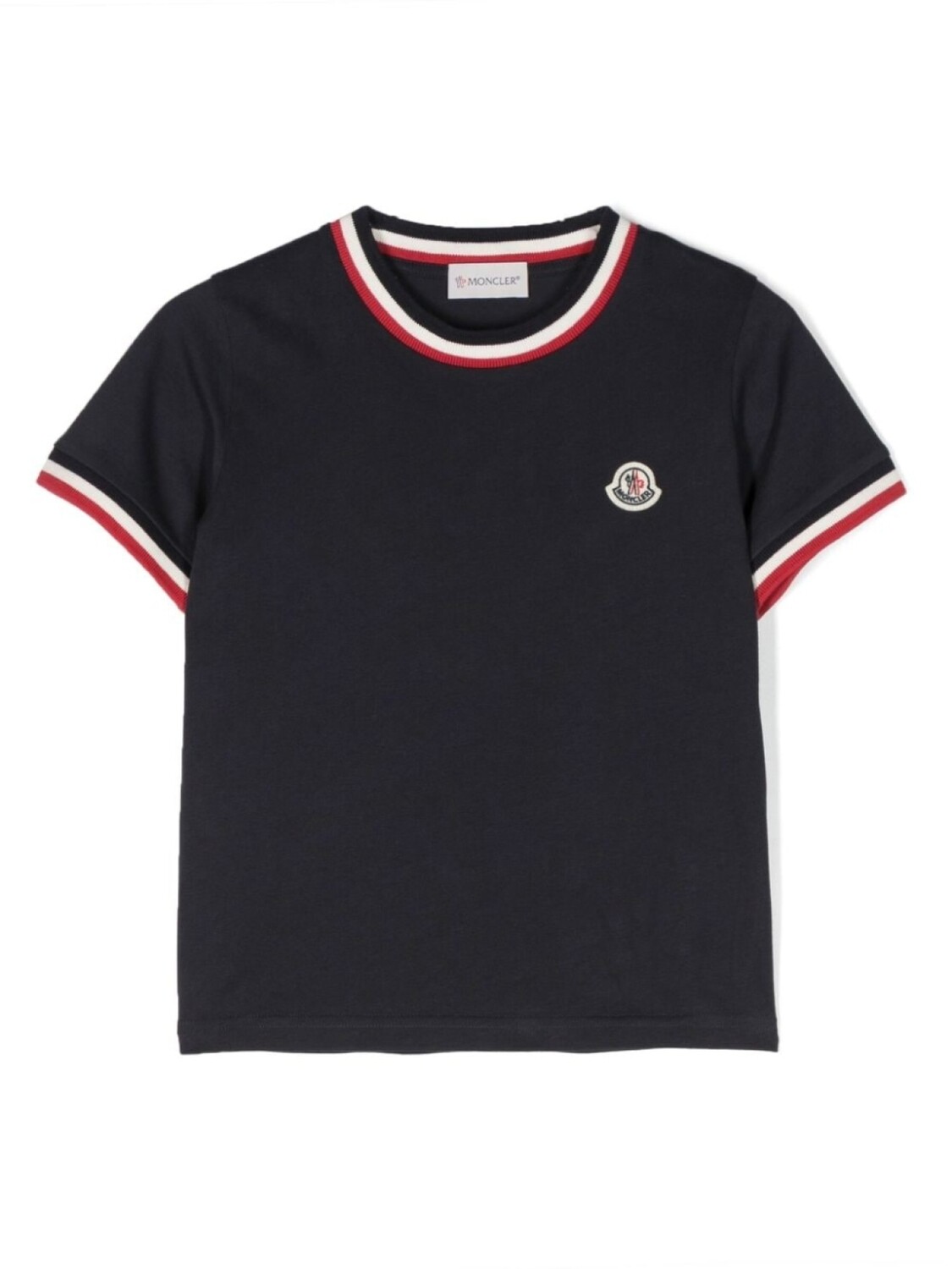 

Moncler Enfant футболка с отделкой в полоску, синий