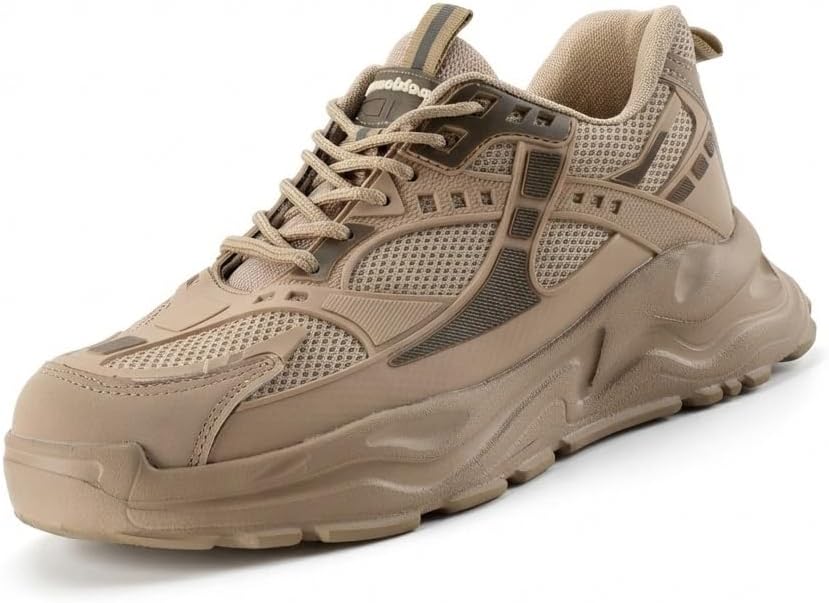 

Мужские защитные ботинки с стальными носками, низкие, с антипроникающей кевларовой подошвой, кроссовки, дышащая сетка, легкая подошва из ЭВА, черные и бежевые, размер США Flowergirr