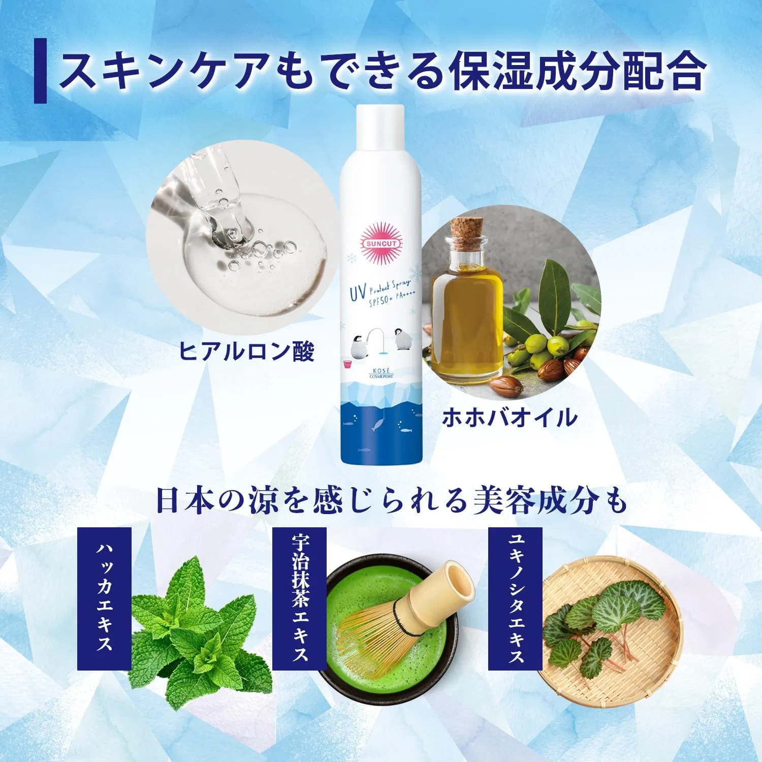 Спрей солнцезащитный охлаждающий KOSE Suncut Protect UV 300 мл прозрачный — фото 4