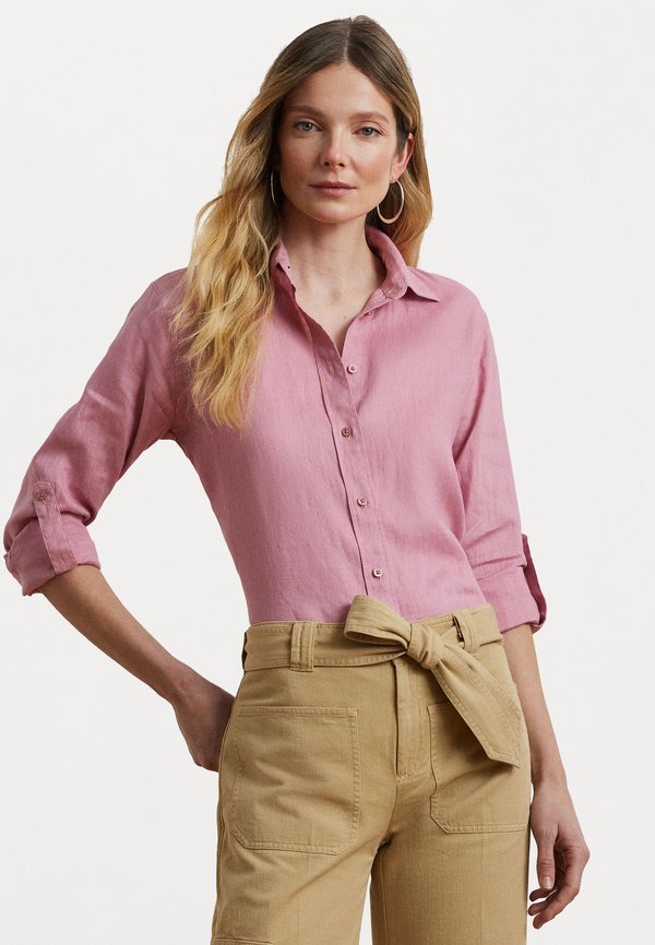 

Рубашка из льна, блузка на пуговицах Lauren Ralph Lauren, розовый
