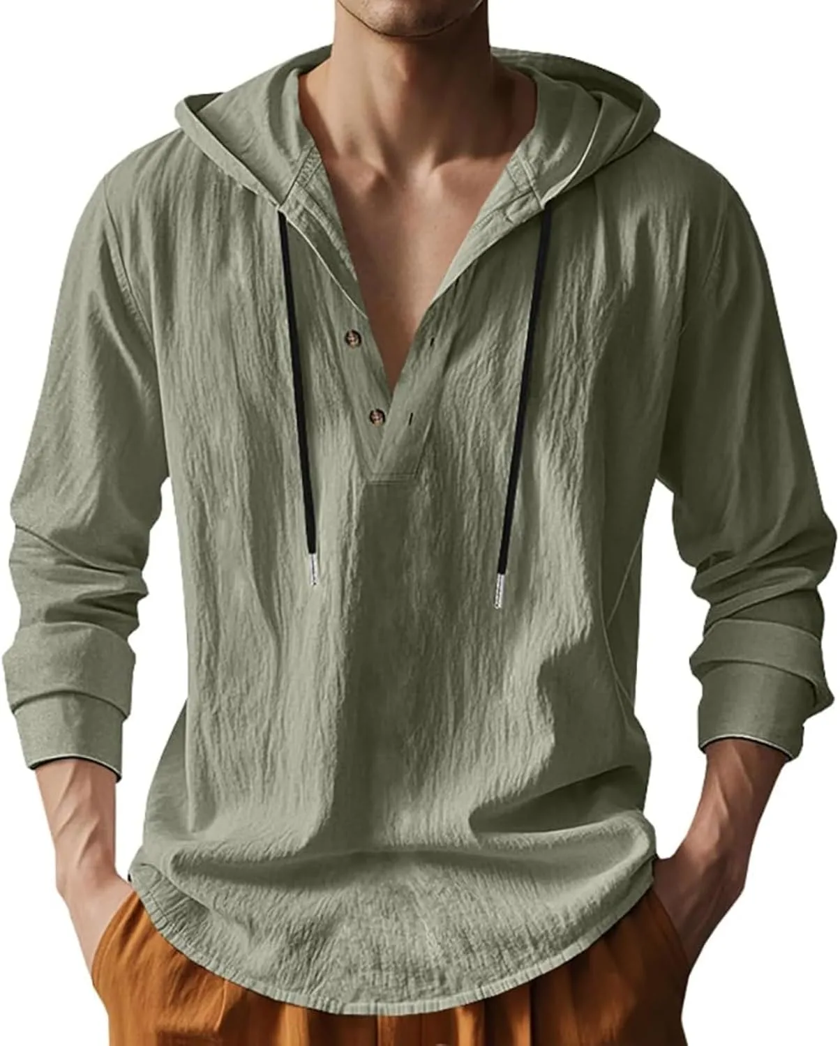 

Мужская льняная толстовка с капюшоном, Casual, летняя XDFVC