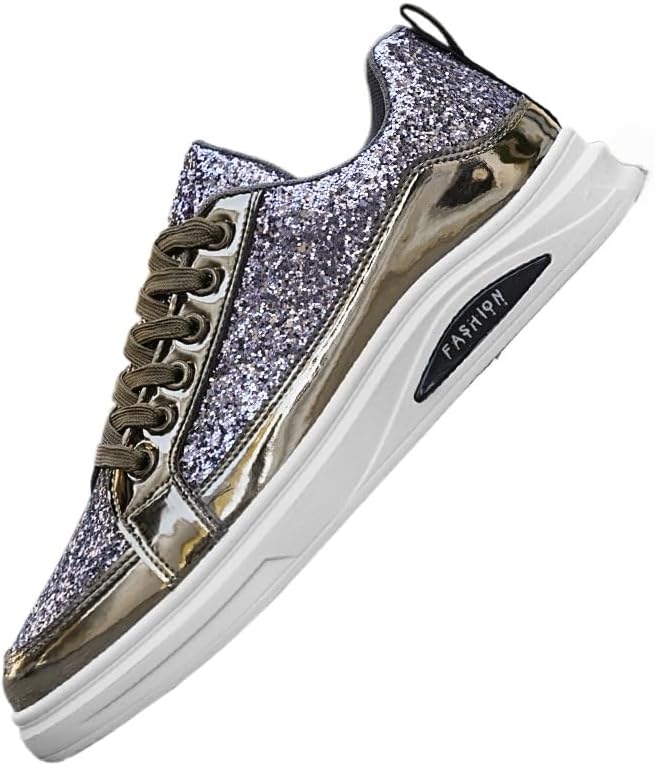 

Мужские низкие кроссовки большого размера с пайетками - модные повседневные кроссовки Hoalox, серебро