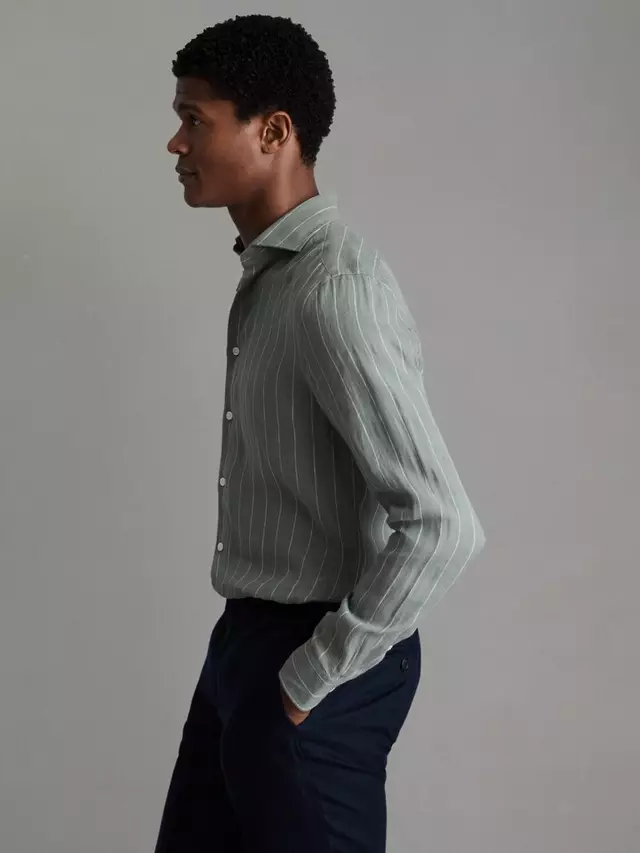 

Рубашка Reiss Ruban Striped Linen, цвет sage