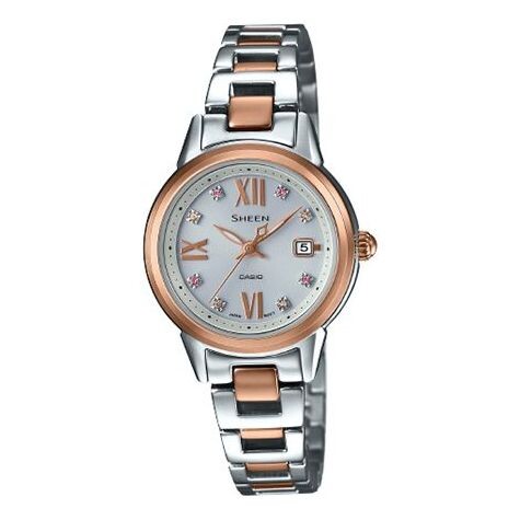 

Часы CASIO SHEEN Sapphire Crystal Stainless Steel Strap Quartz Waterproof Solar Powered Silver Analog, цвет silver