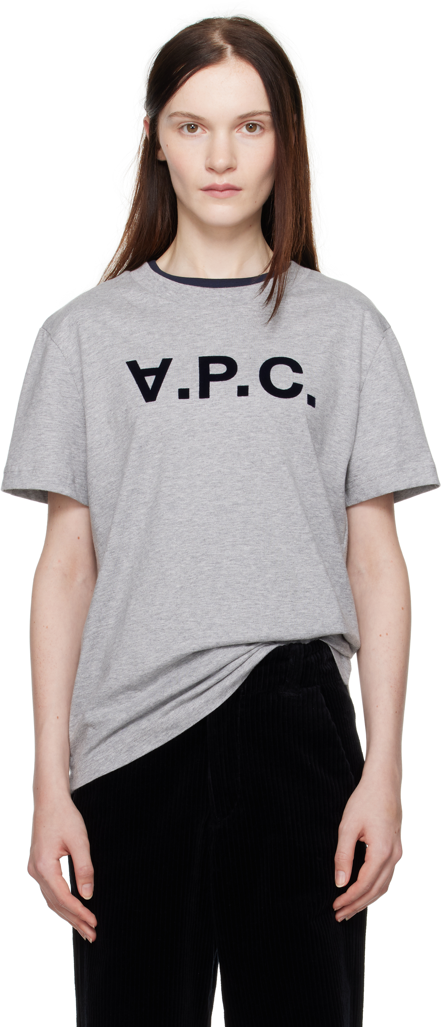 

Серая футболка Standard Grand 'VPC' A.P.C., Heather grey/Dark navy blue