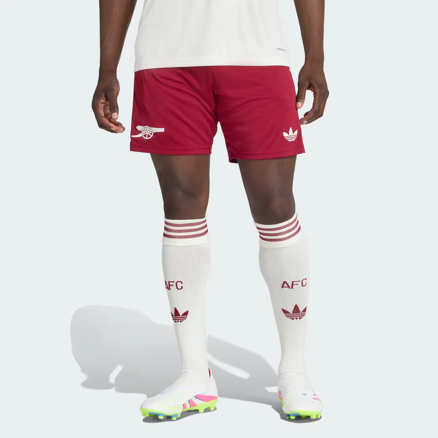 Третьи футбольные шорты Arsenal 25/26 для мужчин Adidas Originals, Team Cole Burgundy Size 2/Cloud White — фото 3