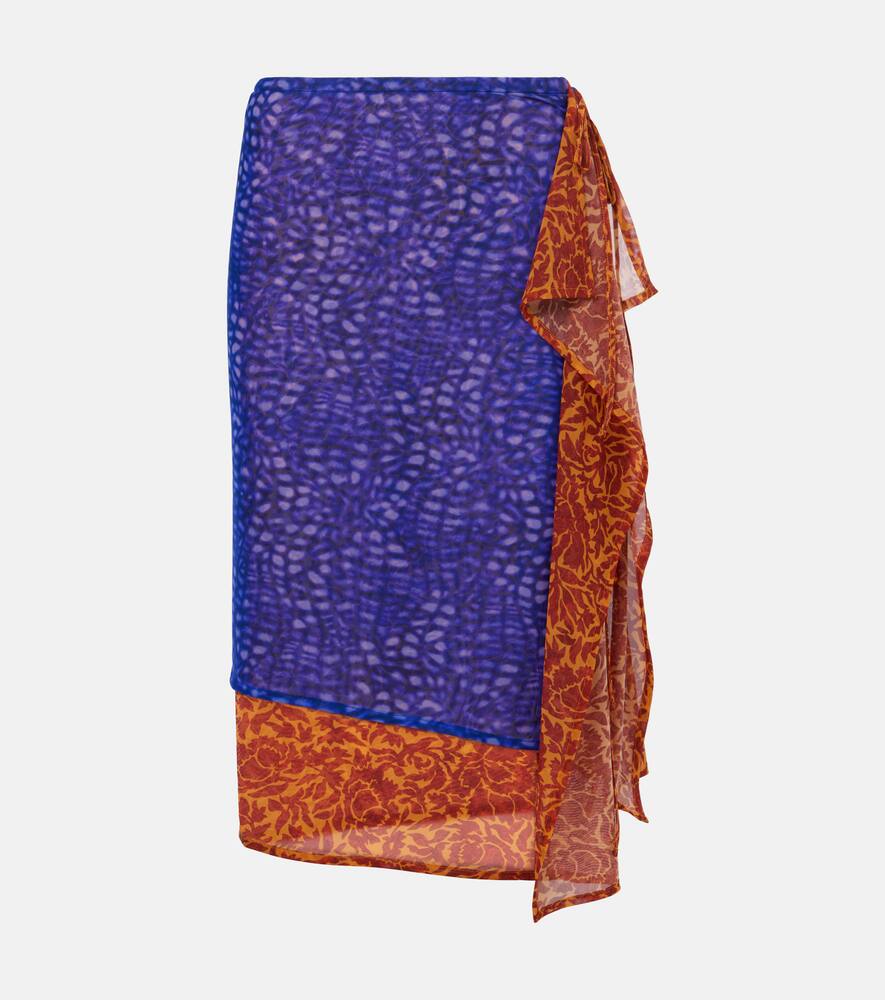 

Печатная сетчатая миди-юбка Dries Van Noten, Purple