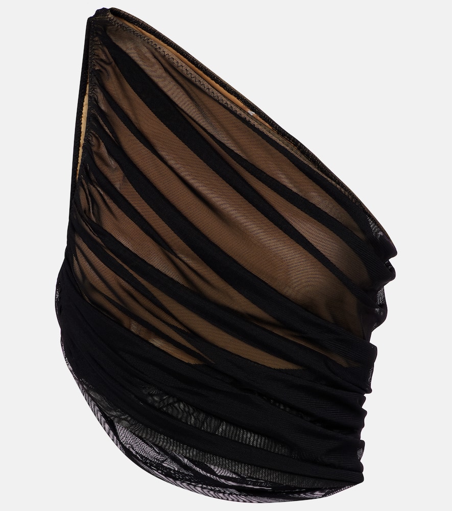 

Асимметричный топ из струящейся сетки Norma Kamali, Black