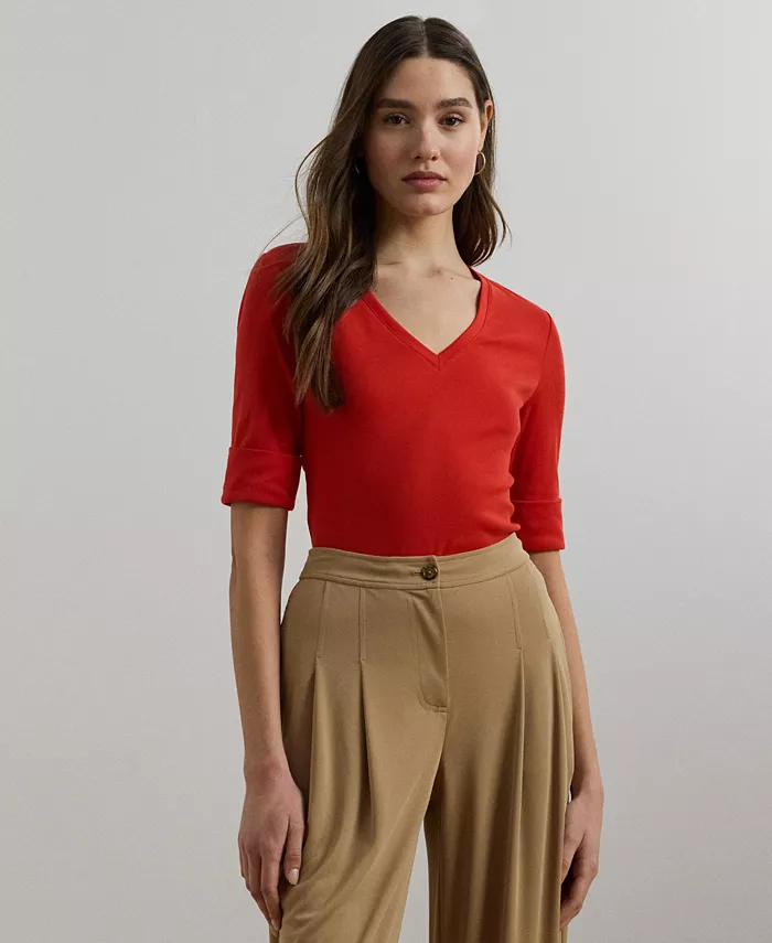 

Топ с рукавом до локтя Lauren Ralph Lauren, красный