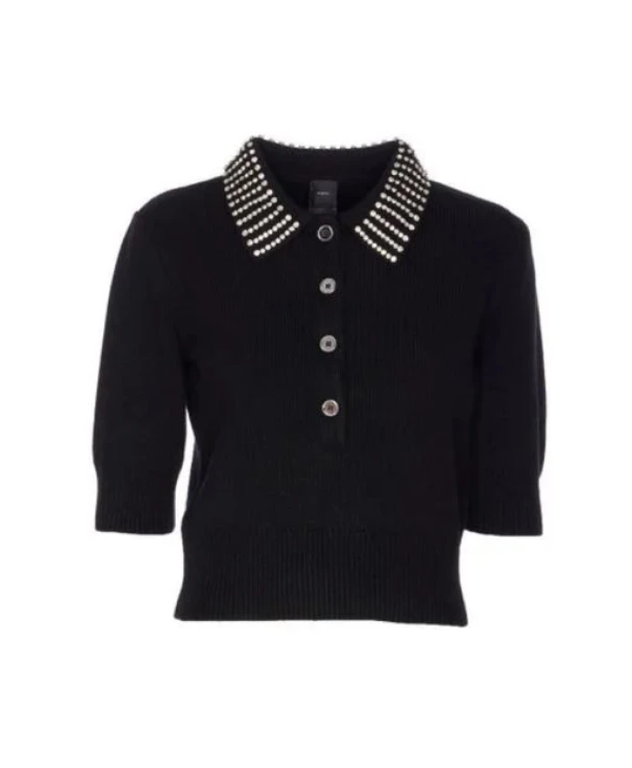 

Черный свитер с кристальной отделкой Pinko, черный