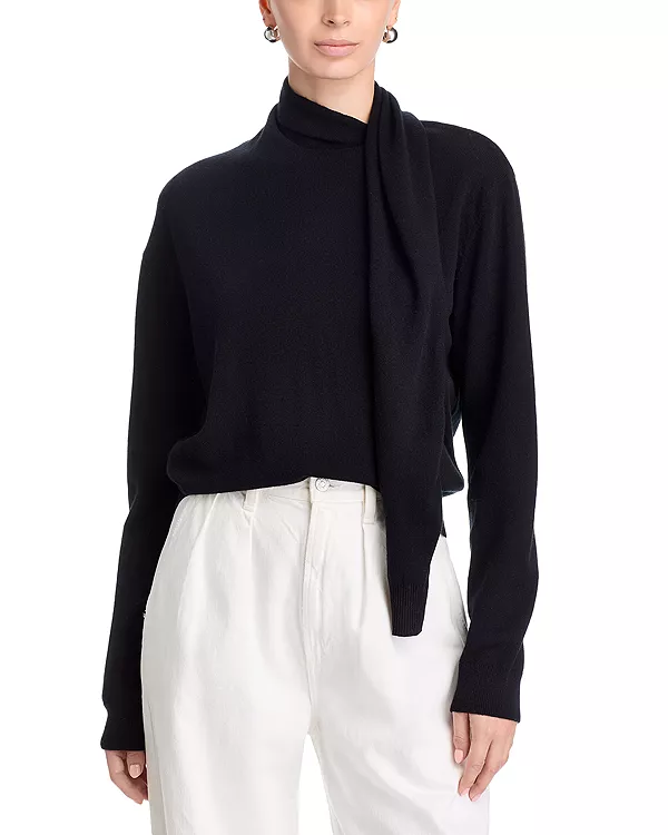 

Свитер-Шарф Cortina из шерсти и кашемира с круглым вырезом Rails, черный