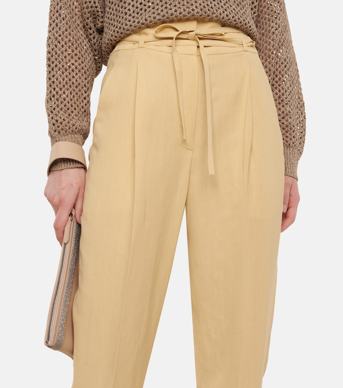 Зауженные брюки с высокой талией Brunello Cucinelli, Crepe — фото 4