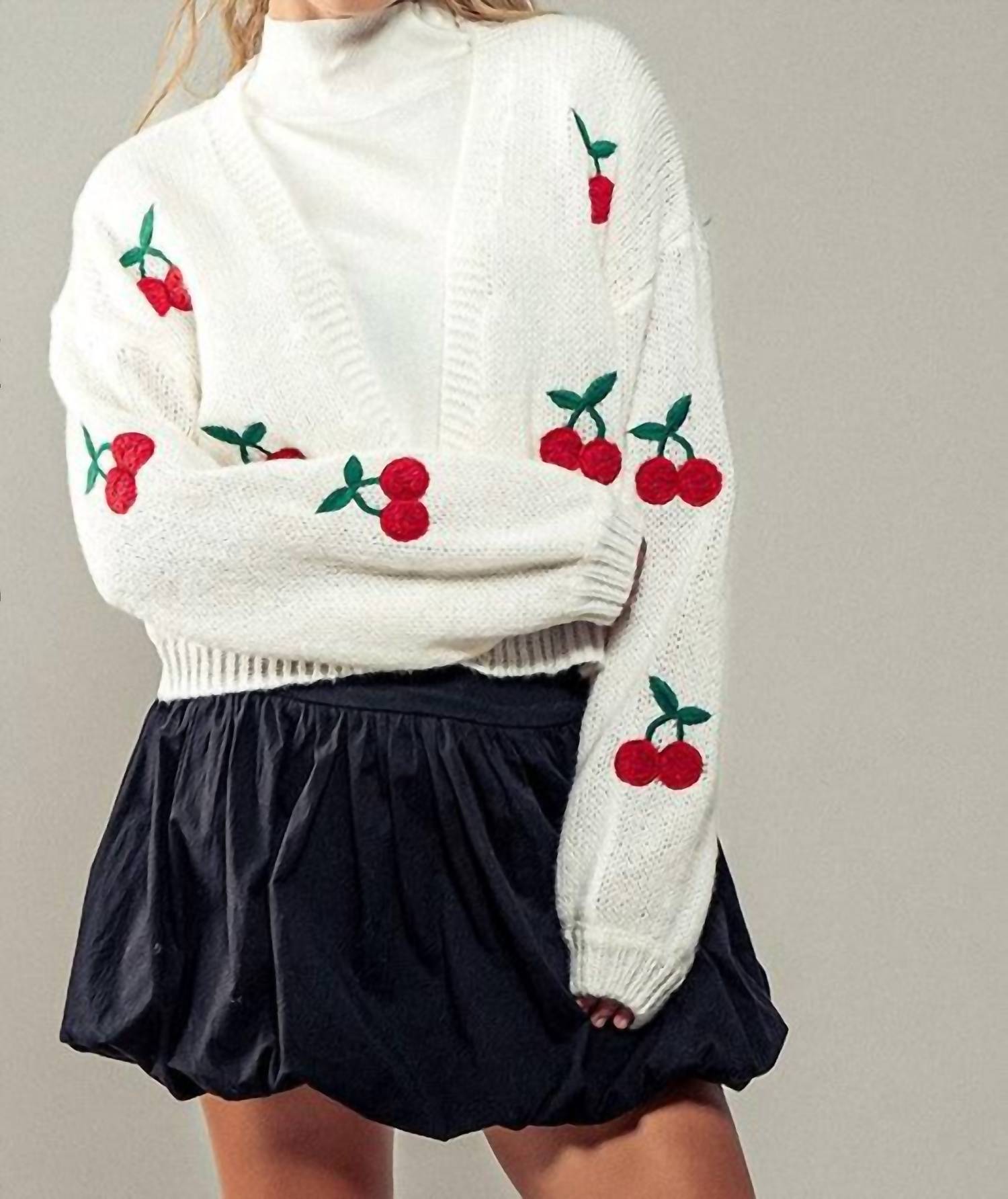 

Кардиган с вишневым узором в цвете айвори Trend:notes, слоновая кость