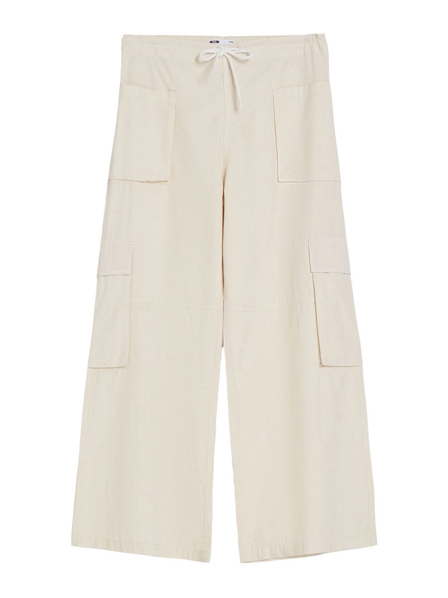 

Джинсы Bershka Wide leg Cargo Jeans, светло-бежевый