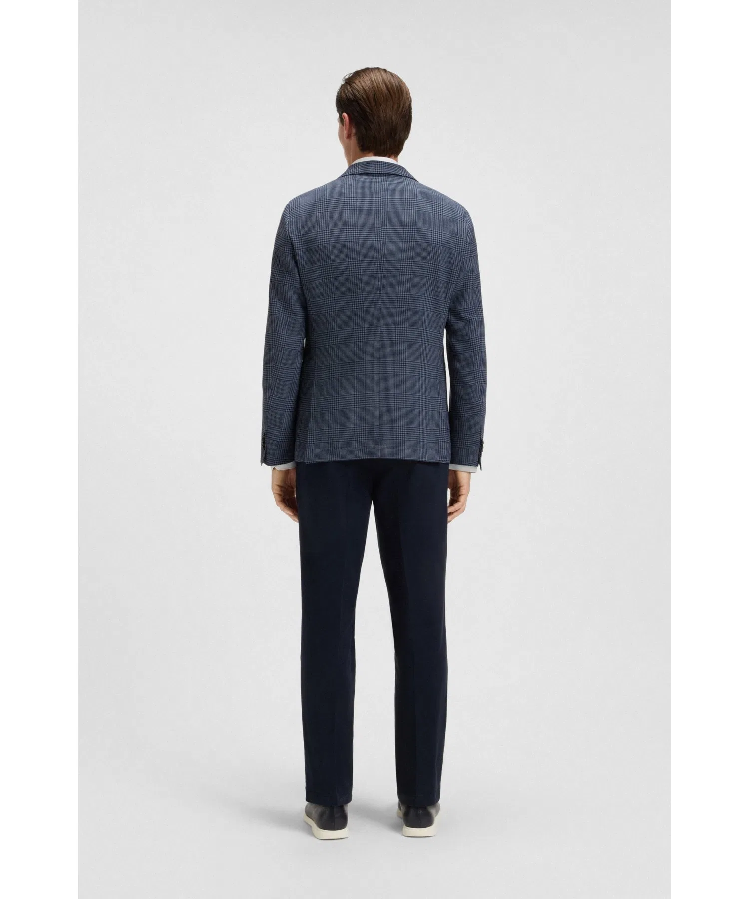 Мужской пиджак BOSS Slim Fit в клетку из эластичной шерсти — фото 4