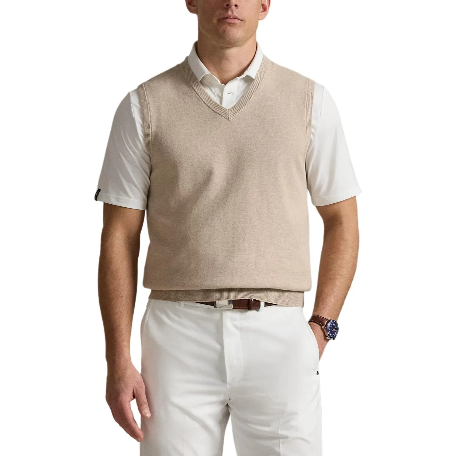 Топ мужской хлопковый Polo Ralph Lauren Beige — фото 4
