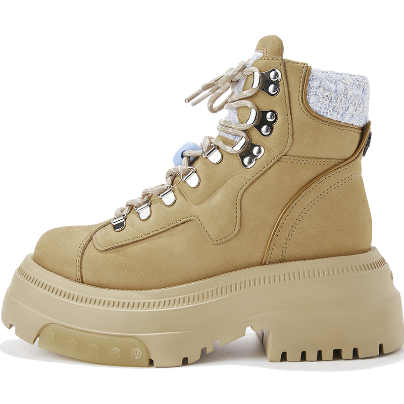 BLOCCO5 Короткие мартинсы 7 см женские бежево-желтые, цвет Beige Yellow — фото 3