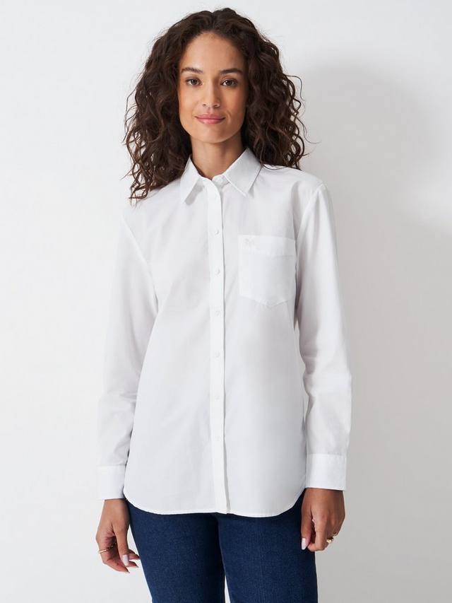 

Хлопковая поплиновая рубашка Crew Clothing, White