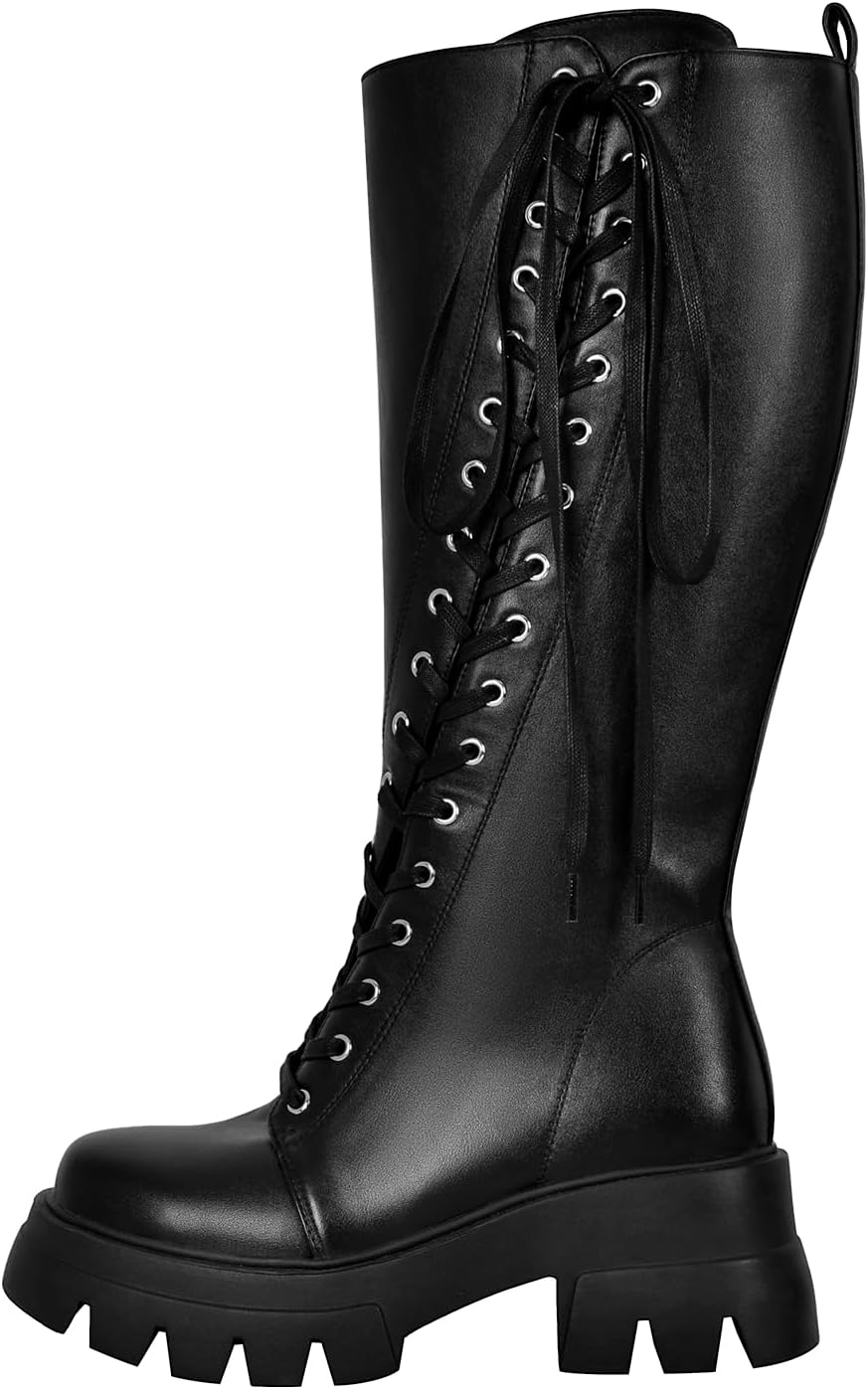 

Ботинки VERISSON с квадратным носком, низким блочным каблуком, военные, на молнии и шнуровке, с массивными каблуками, модные ботильоны, черный